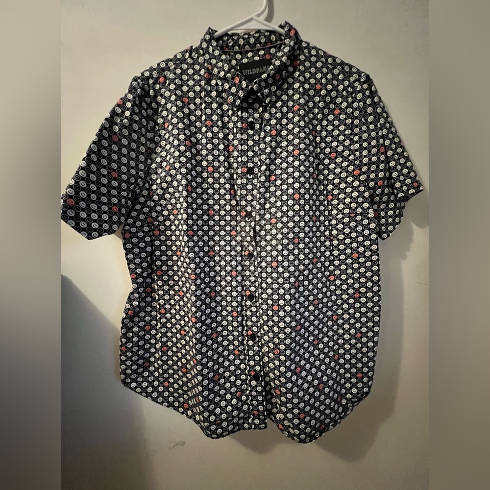 Wildfang Black and White Smiley Face Shirt